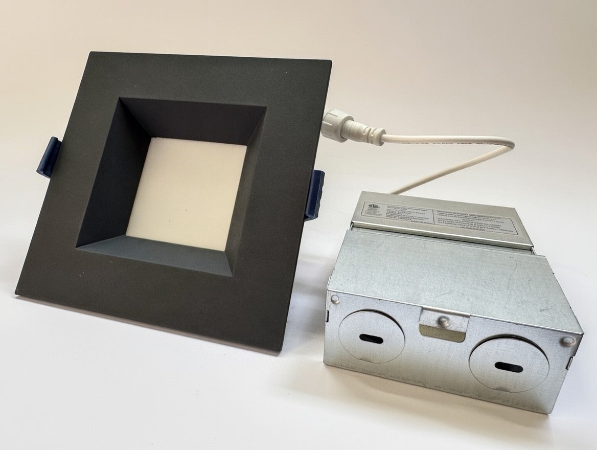 4" Square Canless LED Downlight Matte Black