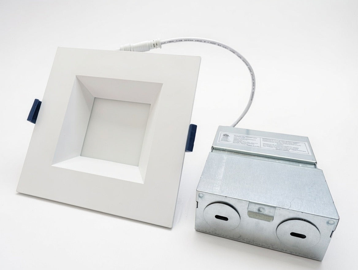 4" Square Canless LED Downlight Matte White